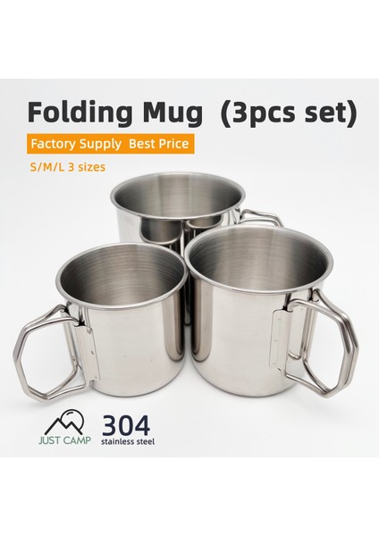 L-550ML Toka ile Açık Paslanmaz Çelik 304 Su Bardağı Katlanır Kolu Taşınabilir Kalınlaşma Kamp Yürüyüş Balıkçılık Seyahat Fincan Seti Bira Kupa (Yurt Dışından)