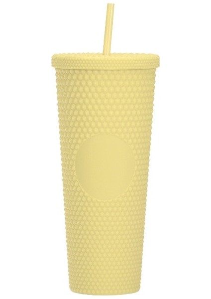 Açık Sarı 710ML Durian Kupası 710ML Kahve Kapaklı ve Samanlı Fincan Yaz Soğuk Su Kupa Bardak Samanlı Bardak Elmas Radyant Tanrıça Bardak (Yurt Dışından)