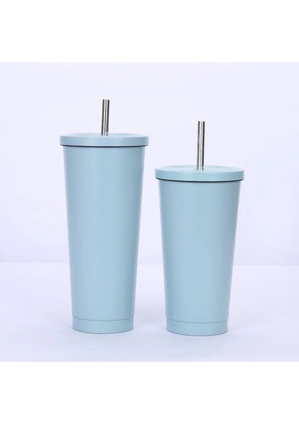Bej 750ML 500/750ML Paslanmaz Çelik Kapaklı Bardak ve Saman Tumbler Buzlu Kahve Kupa Çift Duvar Su Şişeleri Yeniden Kullanılabilir Depolama Açık (Yurt Dışından)