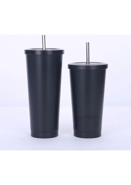 Bej 750ML 500/750ML Paslanmaz Çelik Kapaklı Bardak ve Saman Tumbler Buzlu Kahve Kupa Çift Duvar Su Şişeleri Yeniden Kullanılabilir Depolama Açık (Yurt Dışından)