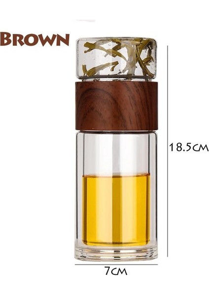 Kahverengi 360ML Yalıtımlı Çay Bardağı Çıkarılabilir Demlik Taşınabilir Seyahat Çift Duvar Cam Su Şişesi Kapağı Gevşek Yaprak Ayırma Teneke Kutu 360ML (Yurt Dışından)