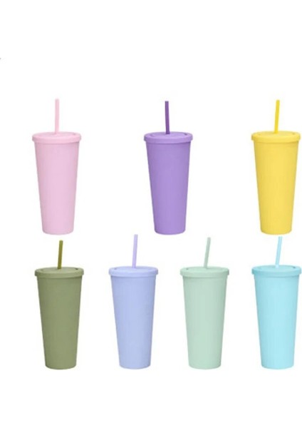 Açık Yeşil 700 ml Yeniden Kullanılabilir Yaratıcı Kupa Bardak Plastik Bardak Kapaklı Çok Renkli Saman Bardak Noel Hediyesi Noel Özel Yeni Yıl Partisi (Yurt Dışından)