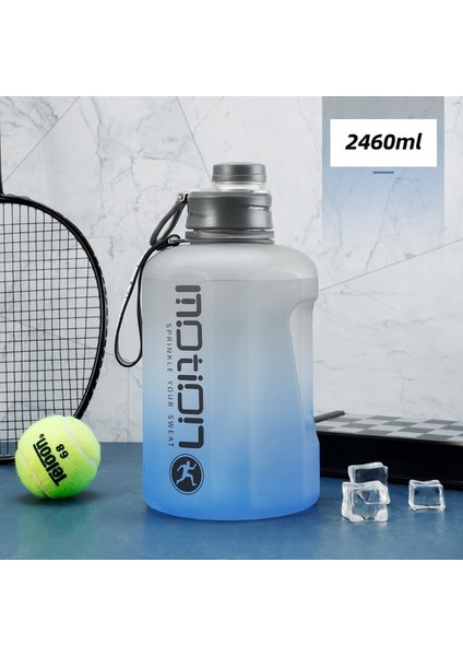 A 2460 ml 2 Litre Spor Su Şişesi Samanlı Büyük Kapasiteli Spor Ölçekli Degrade Su Isıtıcısı Açık Plastik Taşınabilir Su Şişesi (Yurt Dışından)
