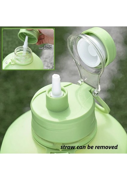 A 2460 ml 2 Litre Spor Su Şişesi Samanlı Büyük Kapasiteli Spor Ölçekli Degrade Su Isıtıcısı Açık Plastik Taşınabilir Su Şişesi (Yurt Dışından) indirimleri