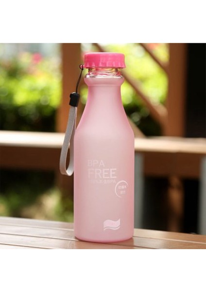 Pembe 550 ml Şeker Renkli Buzlu Sızdırmaz Plastik Taşınabilir Kırılmaz Soda Şişesi Mühürlü Su Bardağı Içecek Su Şişesi (Yurt Dışından)