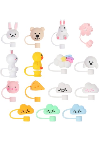 Tip 5 Yaratıcı Silikon Saman Fiş Kullanımlık Içme Toz Kapağı Cam Bardak Aksesuarları Karikatür Fişler Ipuçları Kapak Mutfak Drinkware Temiz (Yurt Dışından) fiyatları