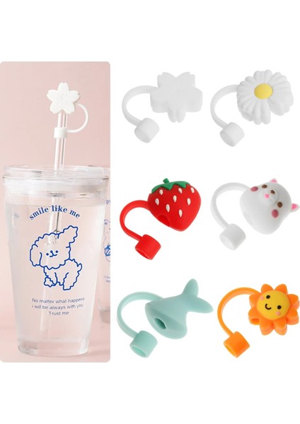 Tip 5 Yaratıcı Silikon Saman Fiş Kullanımlık Içme Toz Kapağı Cam Bardak Aksesuarları Karikatür Fişler Ipuçları Kapak Mutfak Drinkware Temiz (Yurt Dışından) modelleri