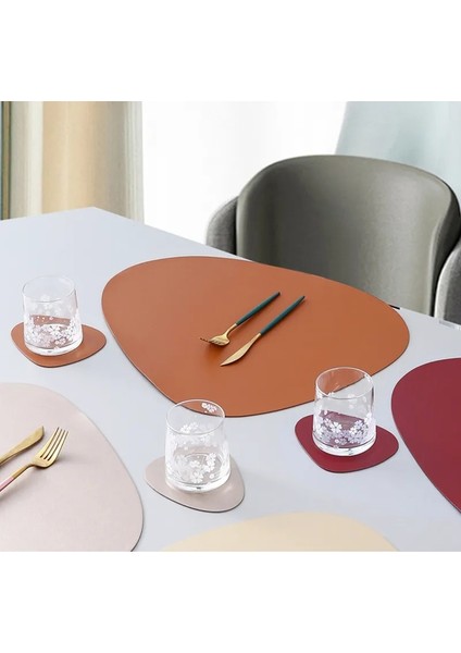 Açık Gri Fincan Mat 11X13.5CM 1 Adet Pu Deri Placemats Masa Için Su Geçirmez Kaymaz Masa Mat Seti Bardak Altlığı Takımı Fincan Şarap Mat Sofra Peçete Mutfak Için (Yurt Dışından)