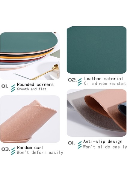 Açık Gri Fincan Mat 11X13.5CM 1 Adet Pu Deri Placemats Masa Için Su Geçirmez Kaymaz Masa Mat Seti Bardak Altlığı Takımı Fincan Şarap Mat Sofra Peçete Mutfak Için (Yurt Dışından)
