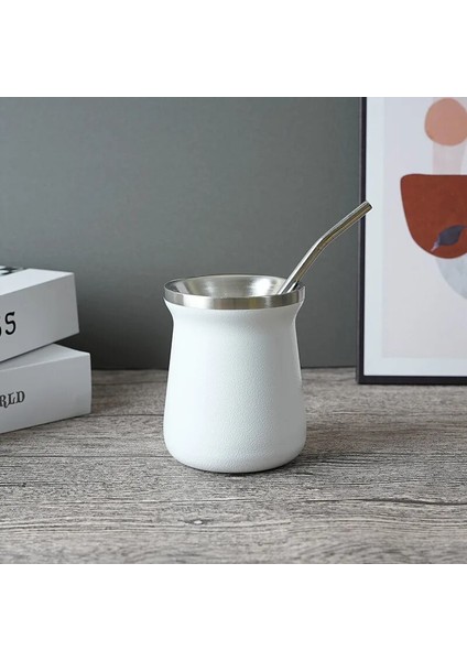 Mavi 8oz Çift Katmanlı Paslanmaz Çelik 304 Yerba Mate Çay Bardağı Brezilya Kahvesi Güney Amerika Içecekleri Süt Içme Calabash Yalıtımlı (Yurt Dışından)