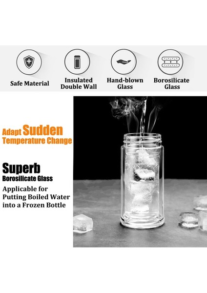Kahverengi 360ML Yalıtımlı Çay Bardağı Çıkarılabilir Demlik Taşınabilir Seyahat Çift Duvar Cam Su Şişesi Kapağı Gevşek Yaprak Ayırma Teneke Kutu 360ML (Yurt Dışından)