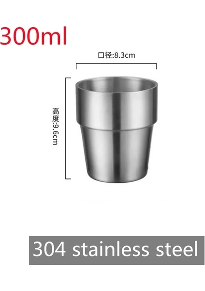 SLIVER-003 300ML 300ML Çift Katmanlı Su Bardağı Ev Yemek Drinkware Kupalar 304 Paslanmaz Çelik Bira Bardağı Altın Şerit Kahve Kulplu Kupalar Tazas (Yurt Dışından)