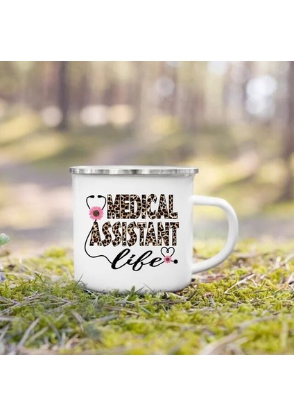 UXH207733-A015WH 360ML Hemşire Yaşam Baskı Kupalar Yaratıcı Kahve Fincanları Içecekler Tatlı Kahvaltı Süt Kupası Emaye Kupalar Kolu Drinkware Hemşire Için En Iyi Hediyeler (Yurt Dışından)