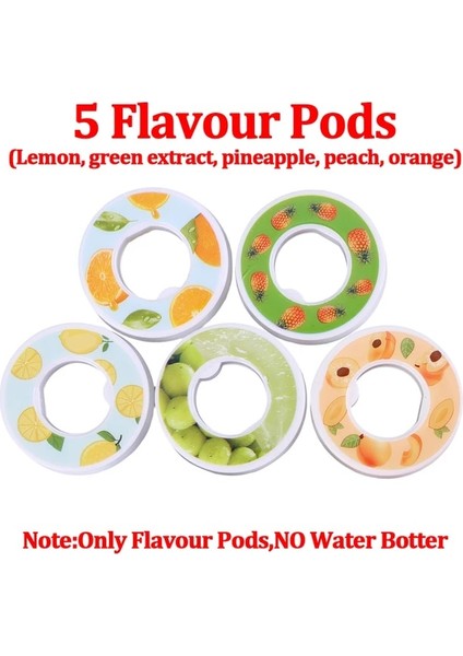 5 Adet Lezzet Kapsülleri 650ML Hava Aromalı Su Şişesi, 7/5 Lezzet Koku Halkaları 0 Şeker 0 Kalori Açık Hava Spor Plastik Bardaklar Sızdırmaz Drinkware (Yurt Dışından)