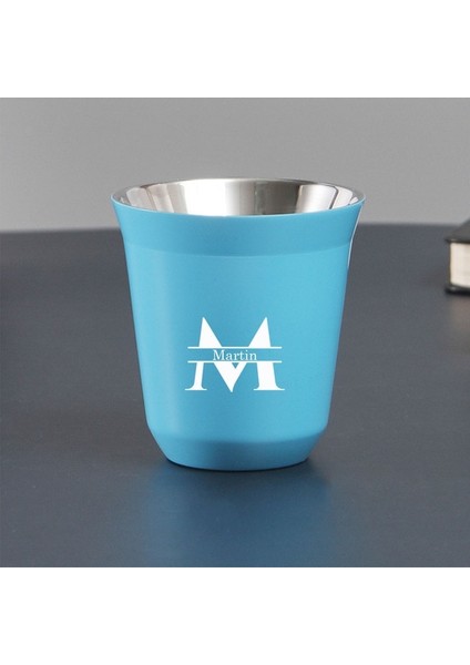 Açık Mavi 80ML Özel Ad Paslanmaz Çelik Espresso Bardakları Çift Duvar Yalıtımlı Bardaklar Demitasse Bardaklar Kahve Içmek Için Kahve Fincanı, Ona Hediye (Yurt Dışından)