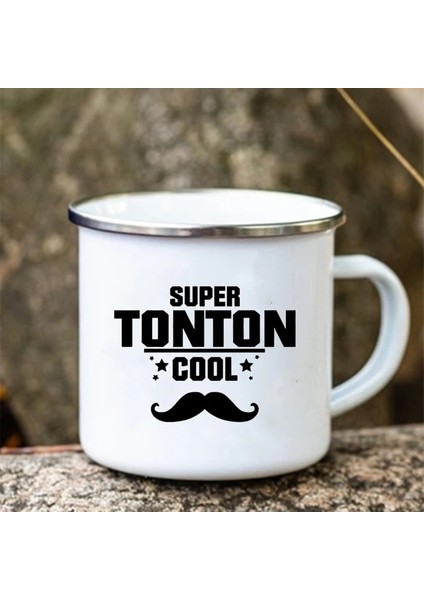 UXH156946-A015WH-8 Süper Tonton Papy Baskılı Komik Emaye Yaratıcı Kahve Fincanları Kamp Kupalar Kolu Drinkware Tatil Kupa Babalar Günü En Iyi Hediyeler (Yurt Dışından)
