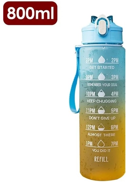 800ML Mavi 800ML-1000ML 1 Litre Su Şişesi Zaman Ölçeği ile Fitness Açık Spor Su Pipetli Şişeler Buzlu Sızdırmaz Motivasyon Spor Bardak 1l (Yurt Dışından)