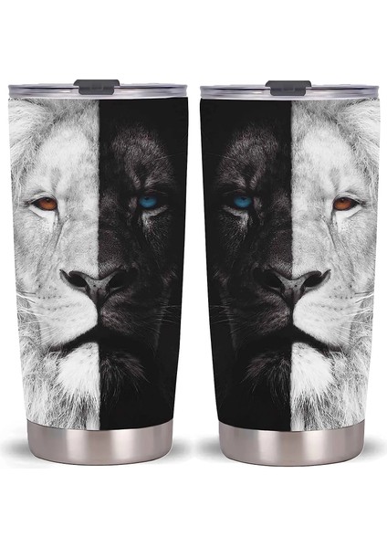 Stil 5 20OZ Aslan Vahşi Hayvanlar Desen Tumbler Kapaklı Bardak, Paslanmaz Çelik Çift Duvar Vakum Termos Yalıtımlı Seyahat Kahve Kupa (Yurt Dışından) modelleri