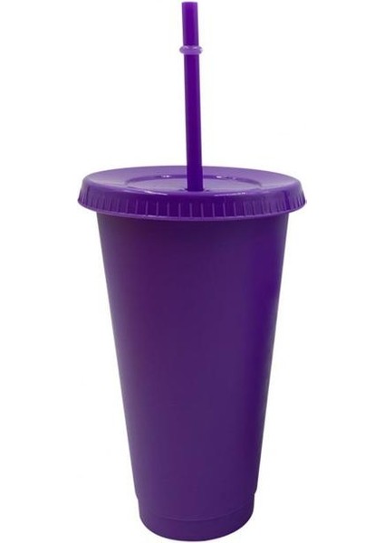 Derin Mor L Saman Kapaklı Bardak Yeniden Kullanılabilir Içme Tumbler Pp Noel Şenlikli Düz Renk Içme Drinkware Ev Için (Yurt Dışından)