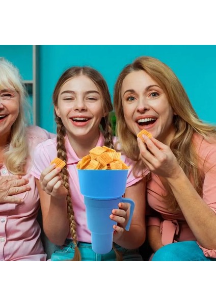 Pembe 2 In 1 Aperatif ve Içecek Saman Bardağı Snack Bowl Stadyum Bardak Sıçramaya Dayanıklı Taşınabilir Patlamış Mısır Bardağı Seyahat Tiyatro Sinema Ev Için (Yurt Dışından)