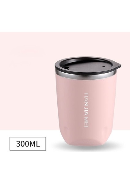 Pembe 304 Paslanmaz Çelik Bardak Çift Katmanlı Isı Yalıtım Bardak Seyahat Araba 300 ml Kapaklı Kupalar Şişe Süt Içme Kahve Fincanları (Yurt Dışından)