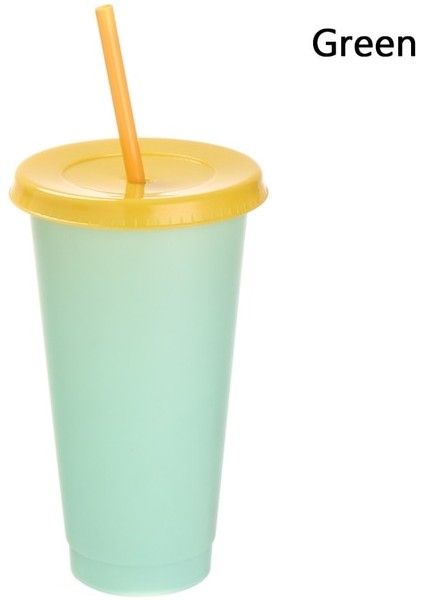 Renk Değişikliği Yeşil Sıcak Satış Çok Renkli Plastik Büyük Termokromik Su Bardağı Kapaklı ve Samanlı Su Şişesi Sihirli Renk Değişen Su Kahve Fincanı (Yurt Dışından)