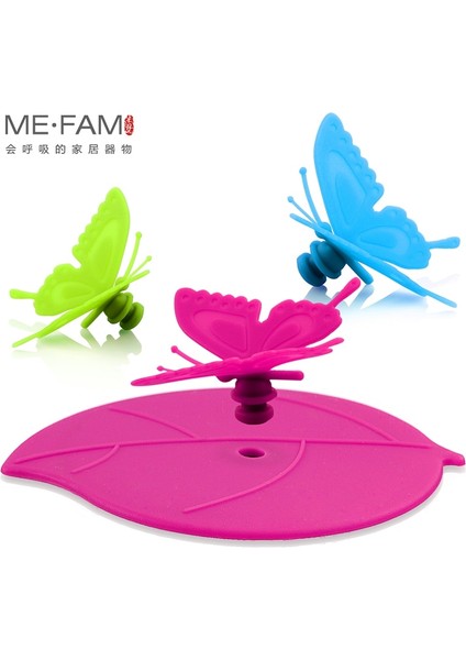 Turuncu 3 Parça Me.fam Moda Renkli Güzel 3D Kelebek + Yapraklar Silikon Bardak Kapağı 10.5 cm Toz Geçirmez Mühür Kapak Cam Seramik Plastik Kupa Kapağı (Yurt Dışından)