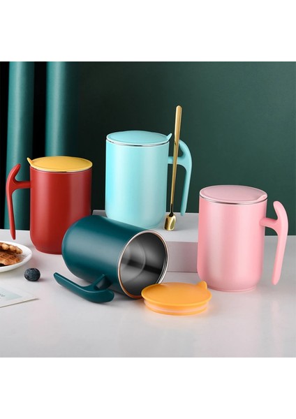 Pembe 550 ml Termos Bardak Büyük Kapasiteli 304 Paslanmaz Çelik Kapaklı Kupa Kahve Süt Fincan Çıkarılabilir Yıkanabilir Çay Kahve Kupa Hediye (Yurt Dışından)