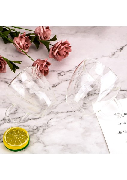 Tip A 240ML 101-200ML 180ML/240ML Kalp Aşk Şekilli Çay Bardağı Kahve Kupa Çift Duvar Cam Bira Suyu Bardak Hediye Isıya Dayanıklı Drinkware (Yurt Dışından)