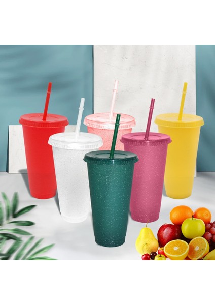 Küçük Açık Yeşil 400-700ML 480/700ML Flaş Su Pipetli Şişe Glitter Pipetli Bardak Plastik Yeniden Kullanılabilir Kahve Kupa Içme Bardağı Meyve Suyu Bar Açık Drinkware (Yurt Dışından)