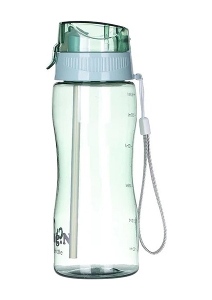 Yeşil 580ML 0.7l Katlanabilir Pipetli Sevimli Su Şişesi 700ML Su Şişesi Meyve Çayı Dahili Filtre Bardak Taşınabilir Ofis Drinkware Açık Çalkalayıcı (Yurt Dışından)