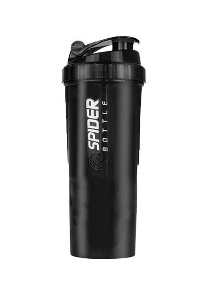 Siyah 501-600 ml 3 Katmanlar Shaker Protein Şişesi Toz Shake Bardak Su Şişesi Plastik Karıştırma Kabı Vücut Geliştirme Egzersiz Şişesi (Yurt Dışından)