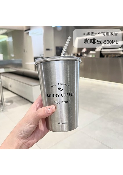 500 ml Kahve Fincanı Termos 304 Paslanmaz Çelik Çift Katmanlı Soğutucu Saman Bardak Taşınabilir Yeniden Kullanılabilir Ins Buz Amerikan Kahve Kupa Su Şişesi (Yurt Dışından) modelleri