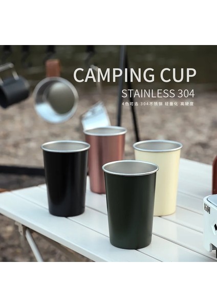 350ML Siyah Rungeasını Açık Kamp Bardağı 350ML/45ML Istiflenebilir Çay Kahve Şarap Bardağı Paslanmaz Çelik Kupa Seyahat Ultralight Taşınabilir Drinkware (Yurt Dışından)