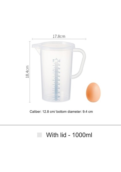 1000 ml Kapaklı Shımoyama Plastik Ölçüm Kabı Mutfak Pişirme Dereceli Sıvı Kabı Şeffaf Dekantör Şişe Ağzı Kek Karıştırma Fincan Kek Araçları (Yurt Dışından)