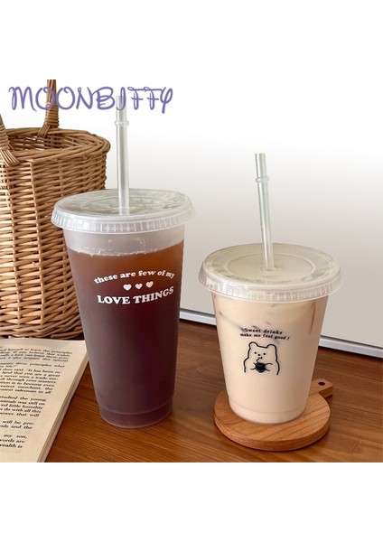 Gösterisi Olarak 480 ml 480/700 ml Samanlı Sevimli Su Şişesi Yeniden Kullanılabilir Içme Suyu Şişesi Bpa Ücretsiz Şeffaf Kahve Fincanı Süt ve Mocha Cola Suyu Kupalar (Yurt Dışından)