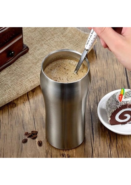 Gümüş 450ML 430ML My Kahve Fincanları Çift Duvar Paslanmaz Çelik Yalıtımlı Kahve Süt Suyu Bira Çay Su Kupa Ofis Içecek Taşınabilir Seyahat (Yurt Dışından) modelleri