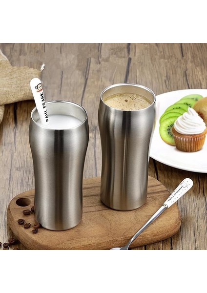 Gümüş 450ML 430ML My Kahve Fincanları Çift Duvar Paslanmaz Çelik Yalıtımlı Kahve Süt Suyu Bira Çay Su Kupa Ofis Içecek Taşınabilir Seyahat (Yurt Dışından) fırsatları