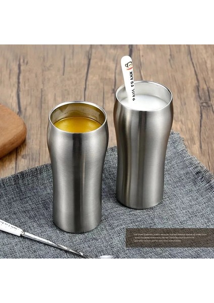 Gümüş 450ML 430ML My Kahve Fincanları Çift Duvar Paslanmaz Çelik Yalıtımlı Kahve Süt Suyu Bira Çay Su Kupa Ofis Içecek Taşınabilir Seyahat (Yurt Dışından) indirimleri