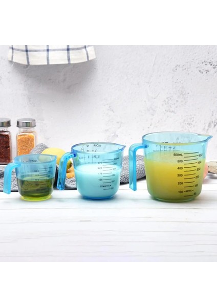 TRANSPARENT150ML 150/300/600ML Plastik Ölçüm Kabı Şeffaf Mavi Kupa Dekantör Şişe Ağzı Şeffaf Sıvı Ölçü Kabı Jugcup Konteyner Yüksek Kalite (Yurt Dışından)