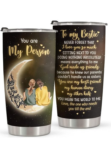 Stil 4 Son Moon Paslanmaz Çelik Kapaklı Bardak, 20 Oz Vakum Yalıtımlı Kahve Bardağı, Kadın Erkek Genç Için Ay Gizli Kahve Kupa Hediye (Yurt Dışından)