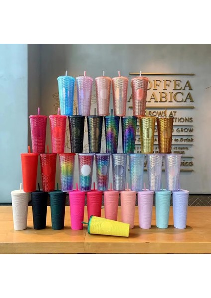 Elmas Radyant Tanrıça Logo Olmadan Şişeler 710 ml Su Bardağı Samanlı Bardak Çift Katmanlı Plastik Durian Kahve Kupa (Yurt Dışından) fiyatları