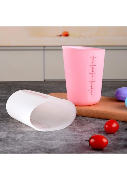Pinks Pişirme Ölçme Kabı 250/500 ml Ölçme Kabı Isıya Dayanıklı Şeffaf Çift Terazi Yuvarlak Ağız Eğimli Kenar Mutfak Gadget (Yurt Dışından)