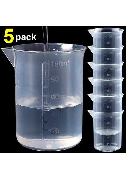 100 ml 3 Adet 100 ml Ölçüm Kabı Şeffaf Plastik Ölçekli Beher Laboratuvarı Kimyasal Laboratuvar Bardakları Reçine Su Mutfak Pişirme Araçları Konteyner (Yurt Dışından)