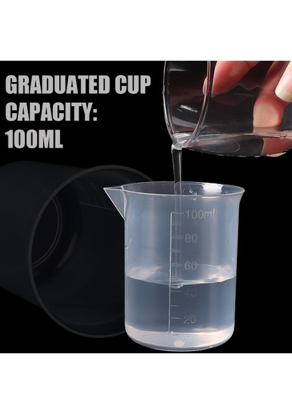 100 ml 3 Adet 100 ml Ölçüm Kabı Şeffaf Plastik Ölçekli Beher Laboratuvarı Kimyasal Laboratuvar Bardakları Reçine Su Mutfak Pişirme Araçları Konteyner (Yurt Dışından)