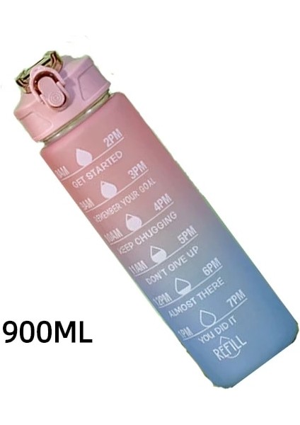 C-Pembe 900 ml Gösterildiği Gibi 2 Litre Su Şişesi Samanlı Kadın Sürahi Kızlar Taşınabilir Seyahat Şişeleri Fitness Bisiklet Bardağı Yaz Soğuk Su Sürahisi Zaman Işaretli (Yurt Dışından)