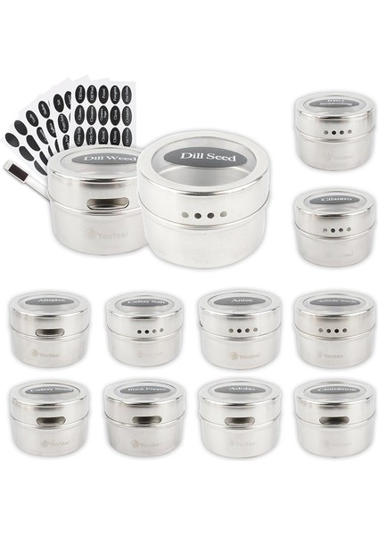 10 Adet Sıcak Satış Sıcak Satış Paslanmaz Çelik Baharat Pot Seti Ev Baharat Şişesi Baharat Fincan Manyetik Emme Tipi (Yurt Dışından)