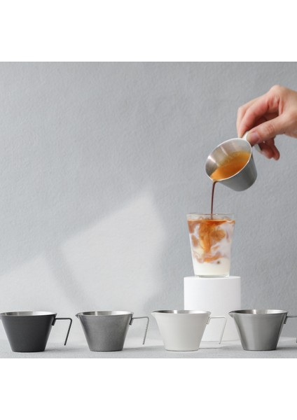 1 Adet 2 Ağız Beyaz 100 ml Paslanmaz Çelik Espresso Ölçüm Kulplu Fincan 2/3 Paket Shot Espresso Bardakları 100 ml Ev Barista Kahve Aksesuarları (Yurt Dışından)