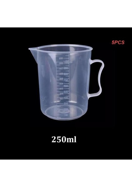250ML 5 Adet 2/4/5 Adet Plastik Ölçüm Kabı Kabı Laboratuvar Temizle Mezun Şeffaf Ölçüm Kabı Karıştırma Ölçüm Tankı Kabı (Yurt Dışından)