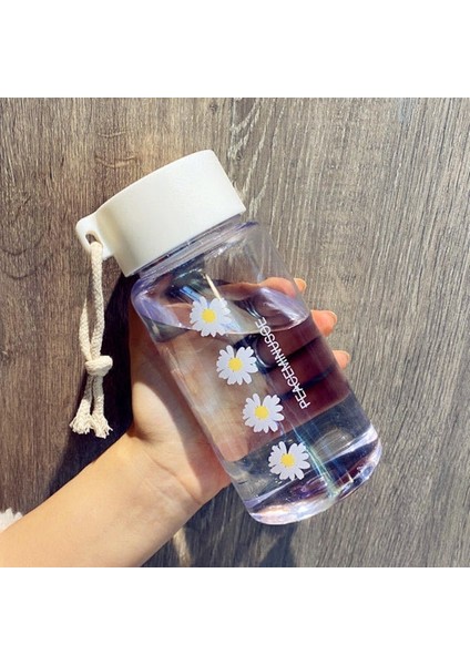 4 Çiçek Şeffaf 500ML 500ML Küçük Papatya Plastik Su Şişeleri Şeffaf Buzlu Su Bardağı Bpa Içermeyen Su Şişesi Taşınabilir Halat Seyahat Su Şişesi (Yurt Dışından)